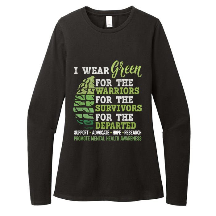 Mental Health Awareness Matters Support I Wear Green Warrior Womens CVC Long Sleeve Shirt