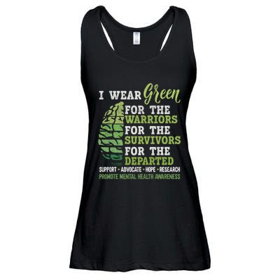 Mental Health Awareness Matters Support I Wear Green Warrior Ladies Essential Flowy Tank