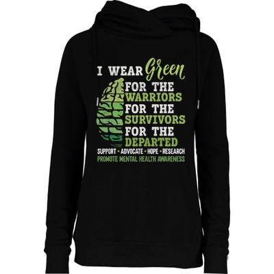 Mental Health Awareness Matters Support I Wear Green Warrior Womens Funnel Neck Pullover Hood