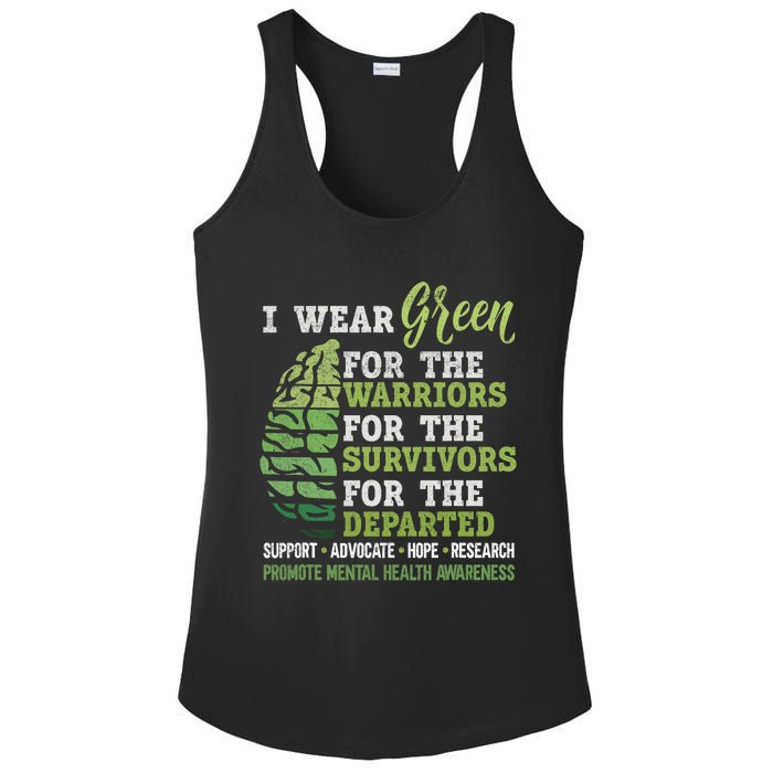 Mental Health Awareness Matters Support I Wear Green Warrior Ladies PosiCharge Competitor Racerback Tank