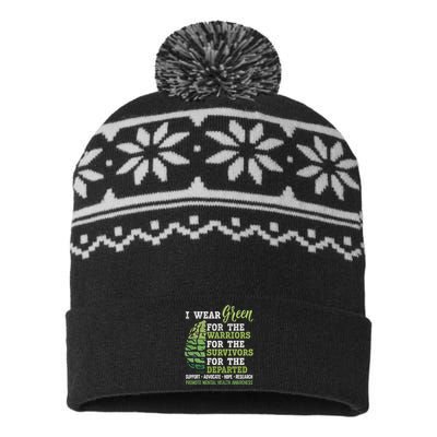 Mental Health Awareness Matters Support I Wear Green Warrior USA-Made Snowflake Beanie