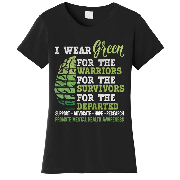 Mental Health Awareness Matters Support I Wear Green Warrior Women's T-Shirt