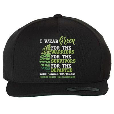 Mental Health Awareness Matters Support I Wear Green Warrior Wool Snapback Cap