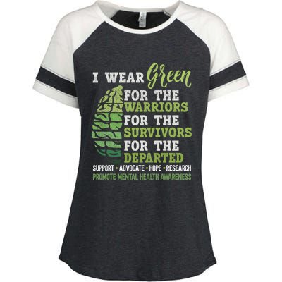 Mental Health Awareness Matters Support I Wear Green Warrior Enza Ladies Jersey Colorblock Tee