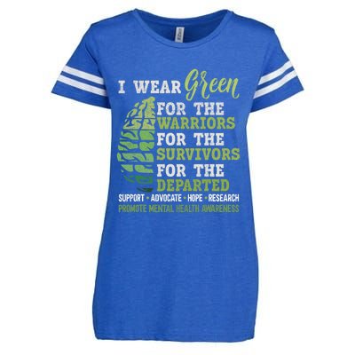 Mental Health Awareness Matters Support I Wear Green Warrior Enza Ladies Jersey Football T-Shirt