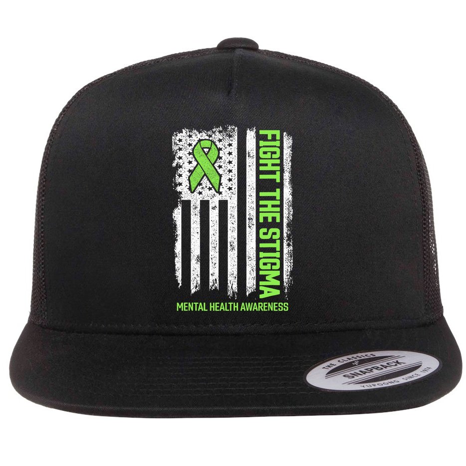 Mental Health Awareness Fight The Stigma Mental Health Flat Bill Trucker Hat