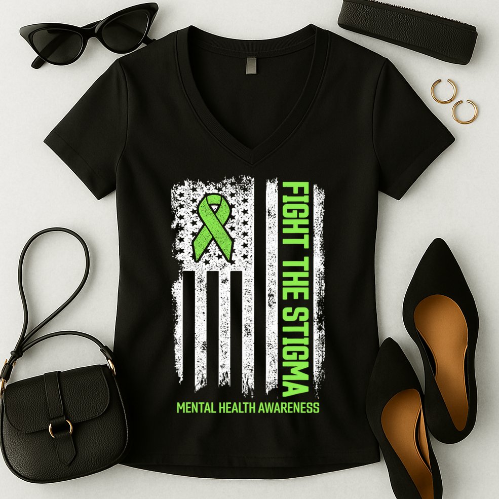 Mental Health Awareness Fight The Stigma Mental Health Women's V-Neck T-Shirt
