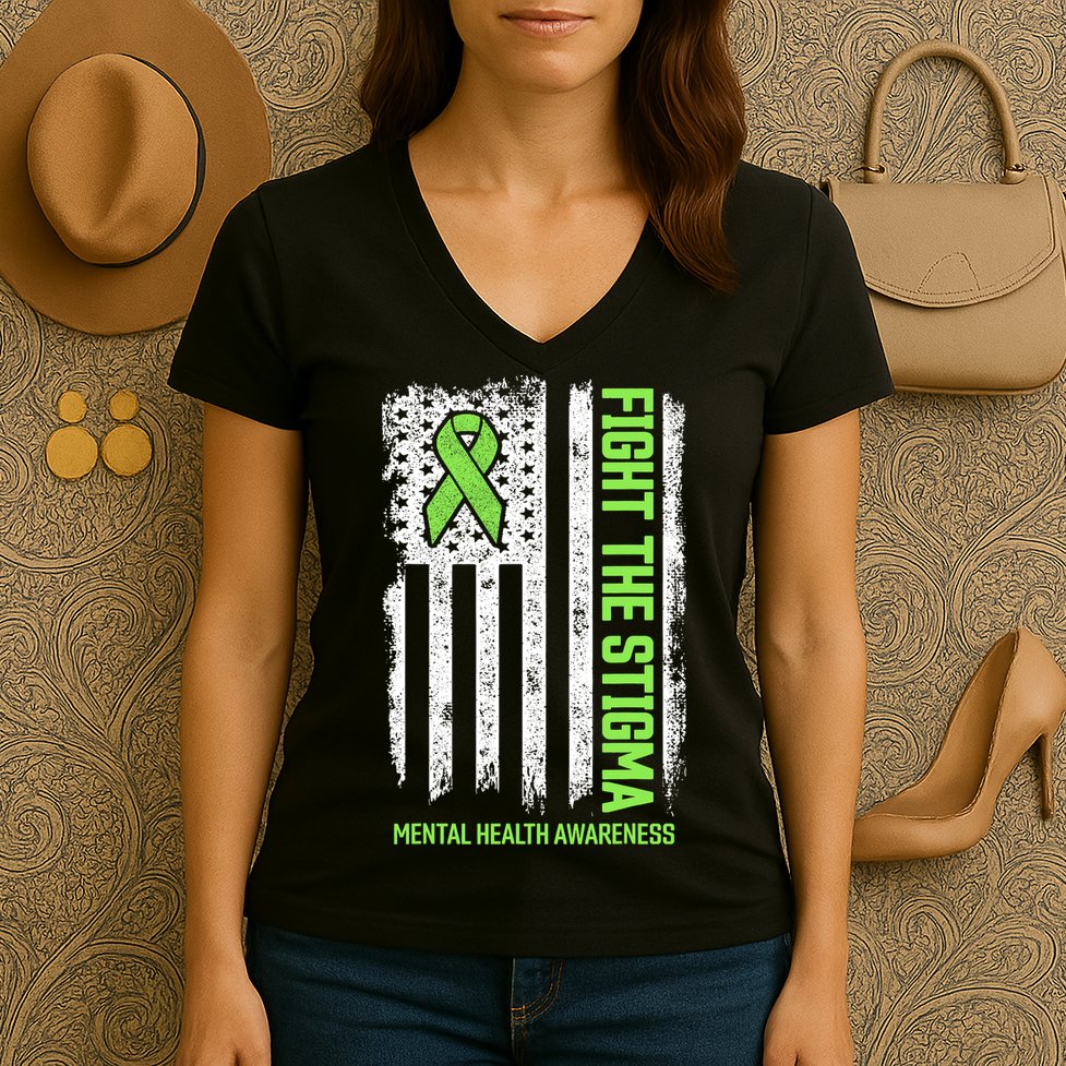 Mental Health Awareness Fight The Stigma Mental Health Women's V-Neck T-Shirt