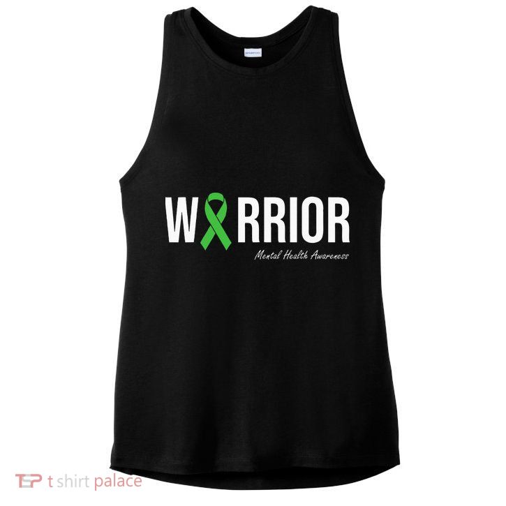 Mental Health Awareness Green Ribbon Ladies PosiCharge Tri-Blend Wicking Tank