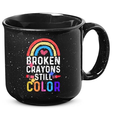 Mental Health Awareness Gift Broken Crayons Still Color Gift 15oz Campfire Ceramic Mug