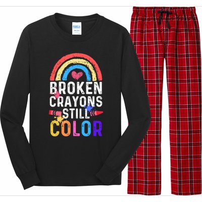 Mental Health Awareness Gift Broken Crayons Still Color Gift Long Sleeve Pajama Set