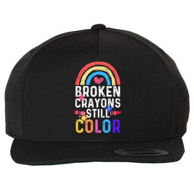 Mental Health Awareness Gift Broken Crayons Still Color Gift Wool Snapback Cap