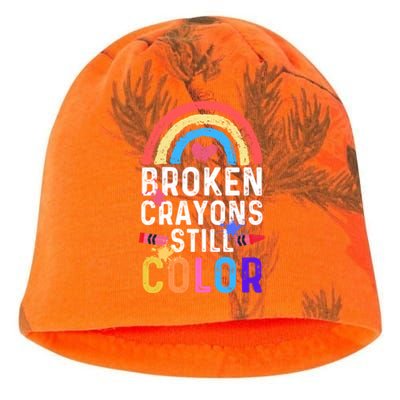 Mental Health Awareness Gift Broken Crayons Still Color Gift Kati - Camo Knit Beanie