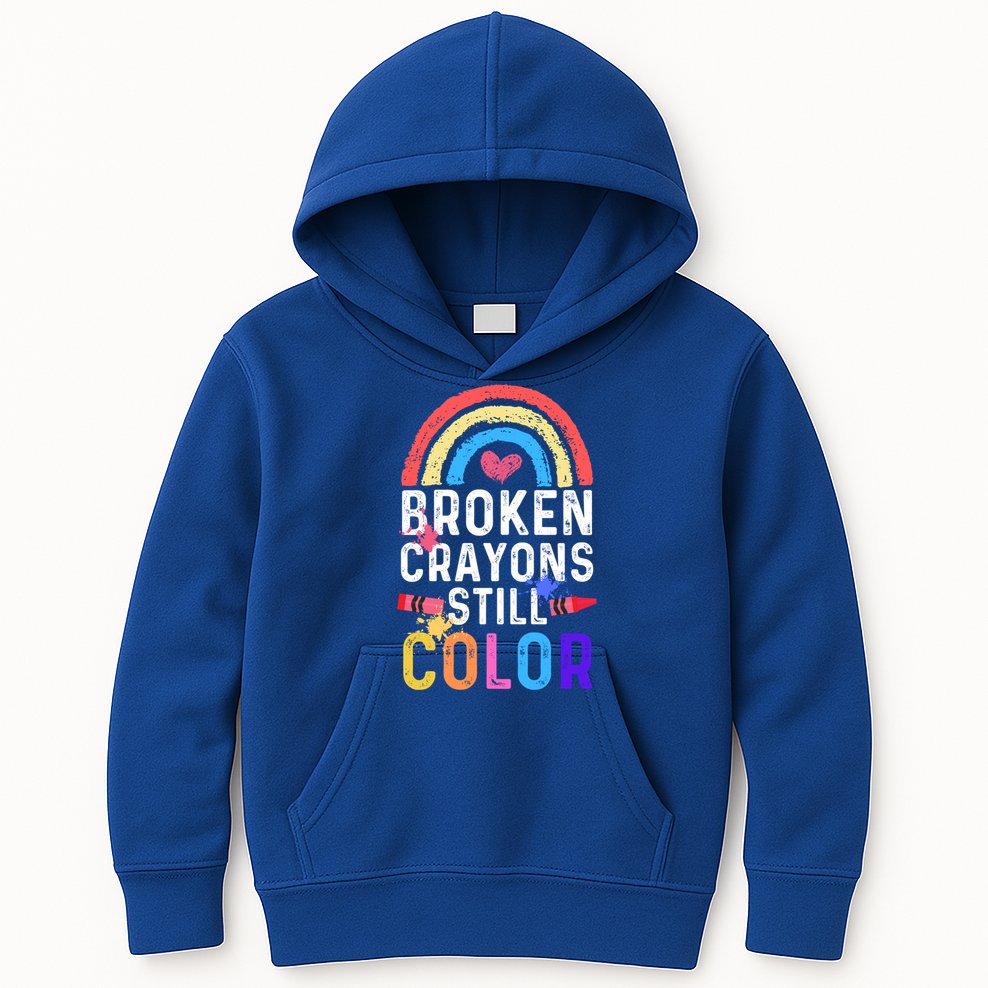 Mental Health Awareness Gift Broken Crayons Still Color Gift Kids Hoodie