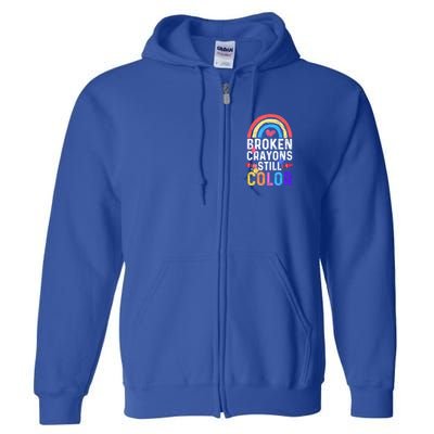 Mental Health Awareness Gift Broken Crayons Still Color Gift Full Zip Hoodie