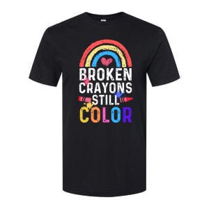 Mental Health Awareness Gift Broken Crayons Still Color Gift Softstyle® CVC T-Shirt