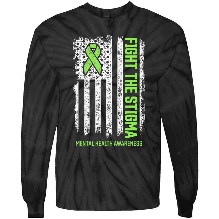 Mental Health Awareness Fight The Stigma Mental Health Tie-Dye Long Sleeve Shirt