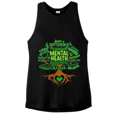 Mental Health Awareness Tree Drawing Word Ladies PosiCharge Tri-Blend Wicking Tank