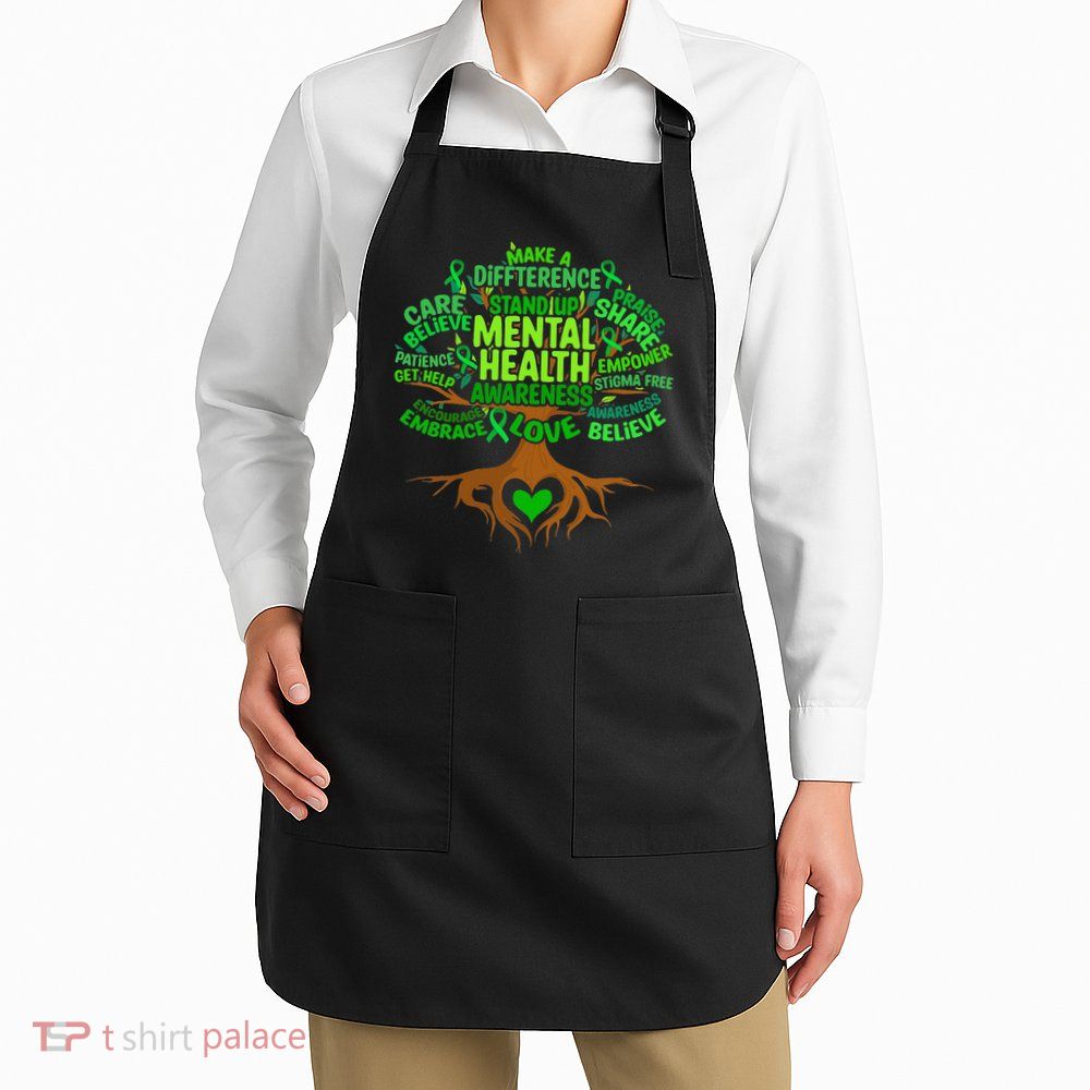 Mental Health Awareness Tree Drawing Word Apron