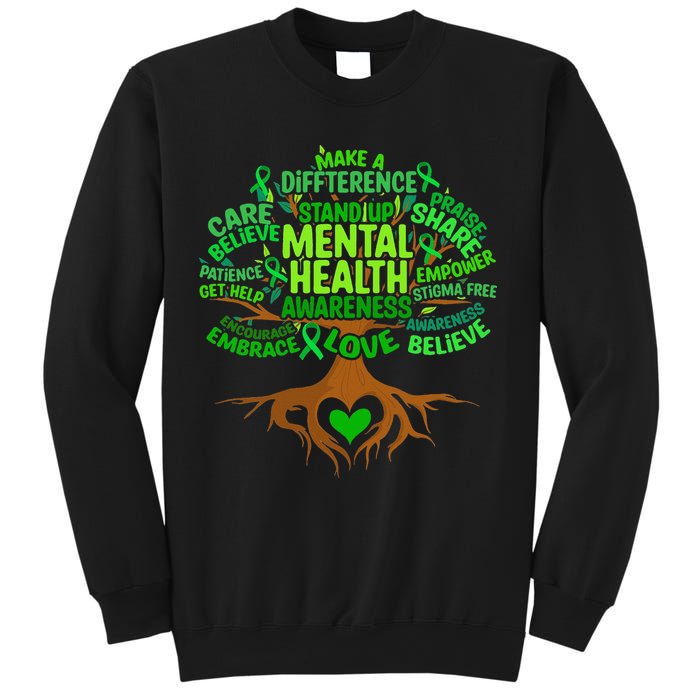 Mental Health Awareness Tree Drawing Word Sweatshirt