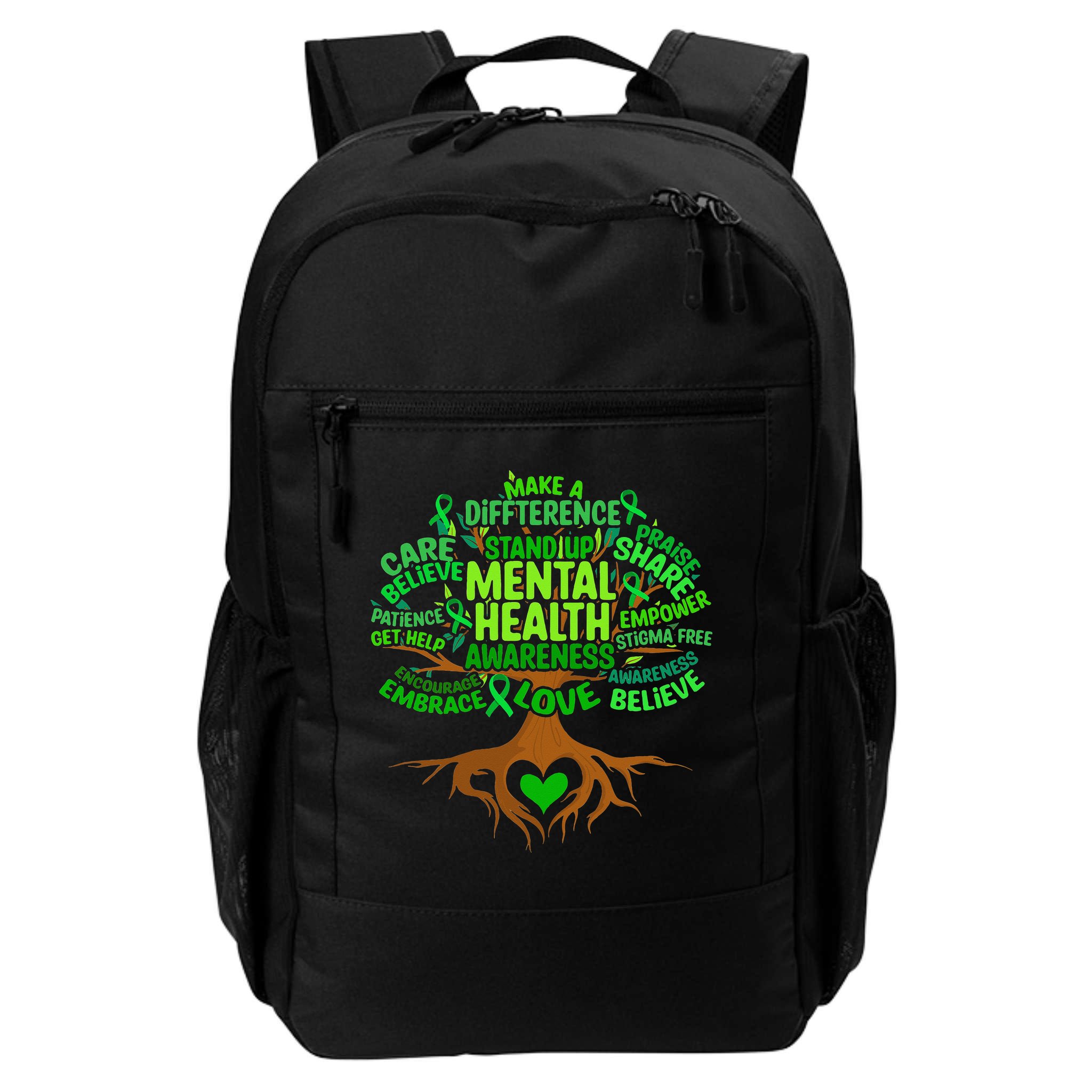 Mental Health Awareness Tree Drawing Word Backpack