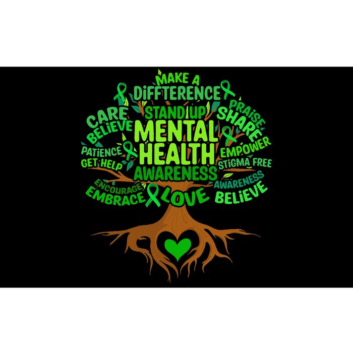 Mental Health Awareness Tree Drawing Word Bumper Sticker