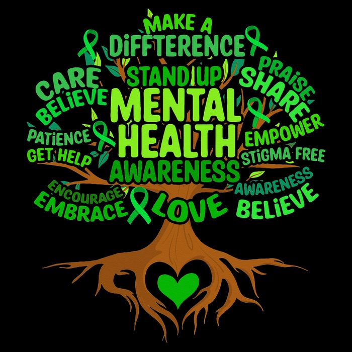 Mental Health Awareness Tree Drawing Word Sustainable Beanie