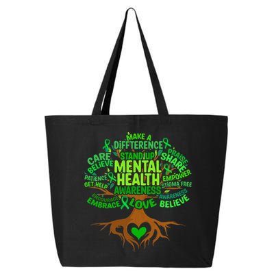 Mental Health Awareness Tree Drawing Word 25L Jumbo Tote