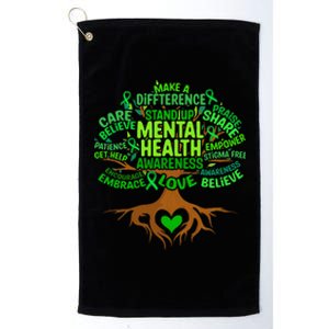 Mental Health Awareness Tree Drawing Word Platinum Collection Golf Towel