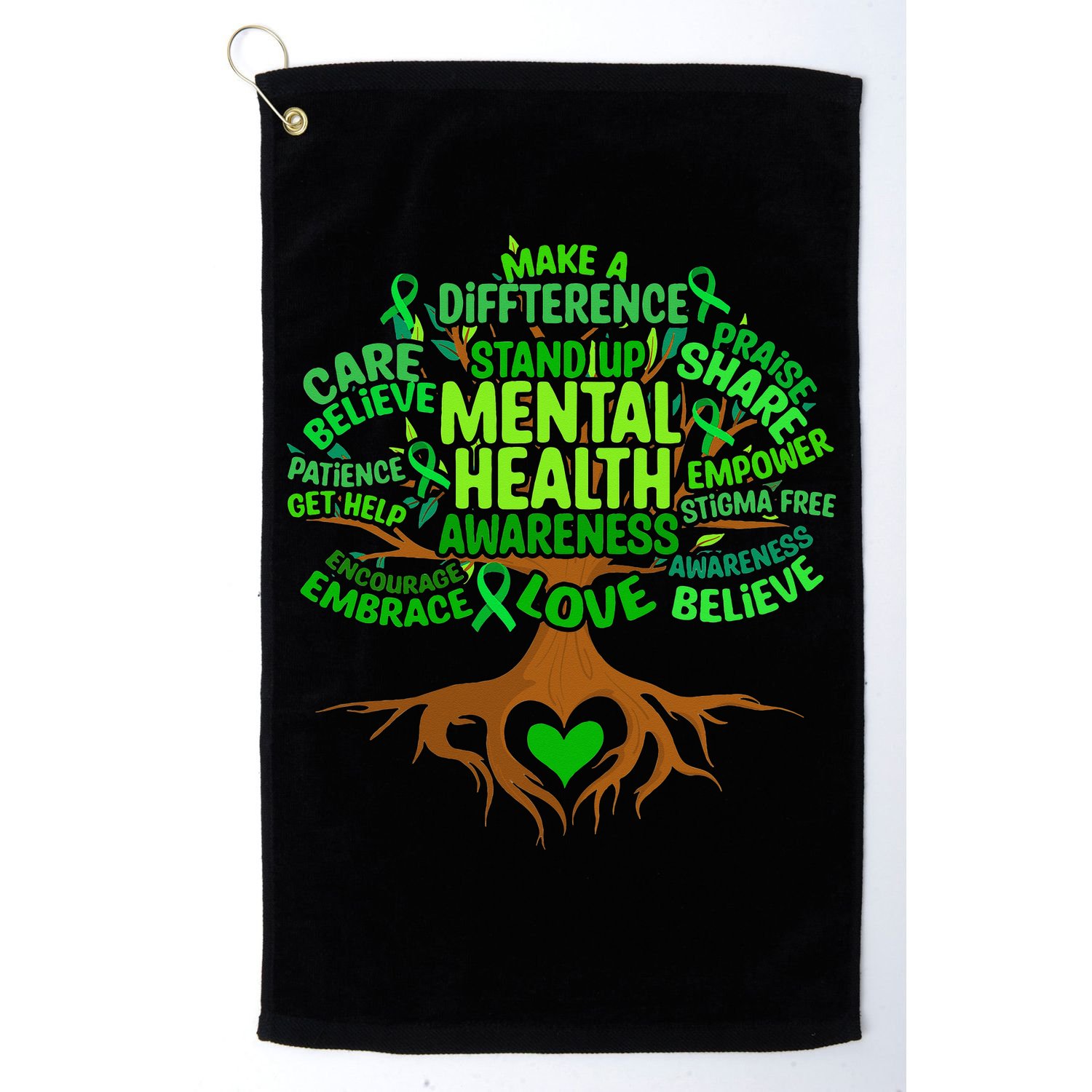 Mental Health Awareness Tree Drawing Word Golf Towel