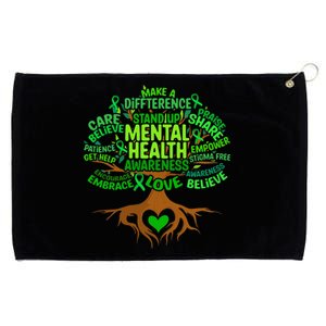 Mental Health Awareness Tree Drawing Word Grommeted Golf Towel