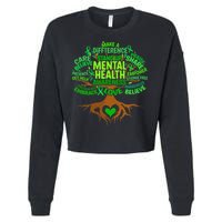 Mental Health Awareness Tree Drawing Word Cropped Pullover Crew
