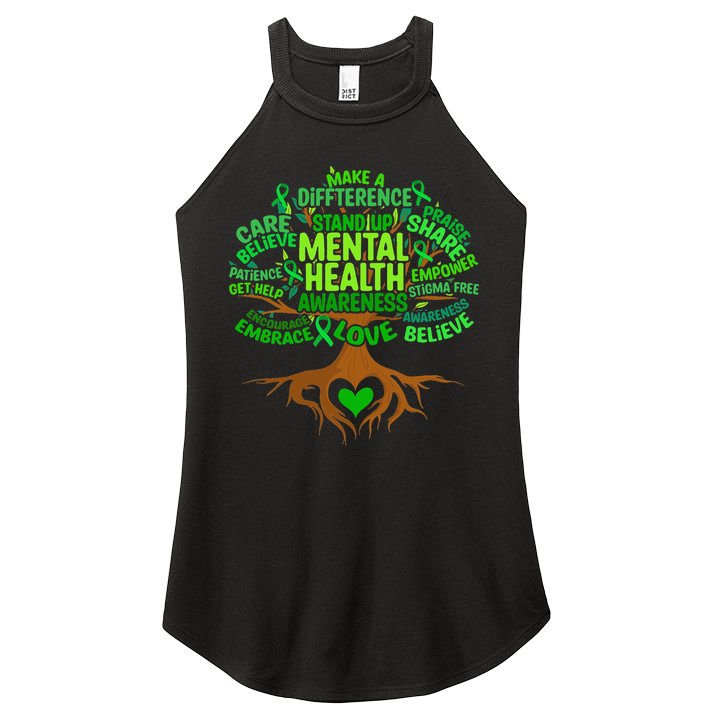 Mental Health Awareness Tree Drawing Word Women's Perfect Tri Rocker Tank