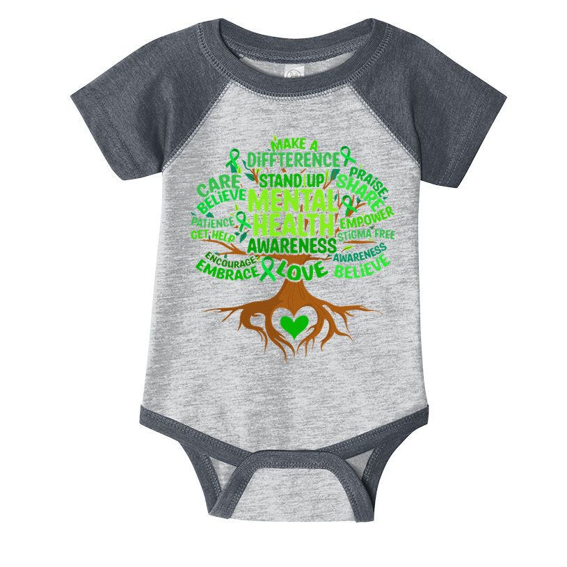 Mental Health Awareness Tree Drawing Word Infant Baby Jersey Bodysuit