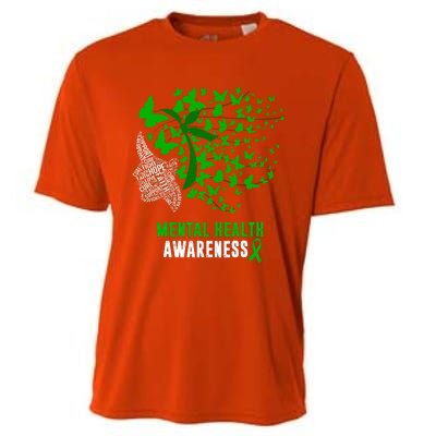 Mental Health Awareness Butterflies Green Ribbon Girl Cooling Performance Crew T-Shirt