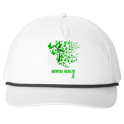 Mental Health Awareness Butterflies Green Ribbon Girl Snapback Five-Panel Rope Hat