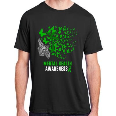 Mental Health Awareness Butterflies Green Ribbon Girl Adult ChromaSoft Performance T-Shirt