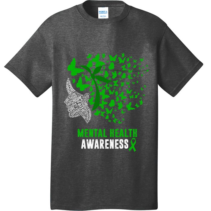 Mental Health Awareness Butterflies Green Ribbon Girl T-Shirt