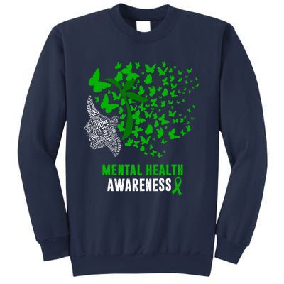 Mental Health Awareness Butterflies Green Ribbon Girl Sweatshirt