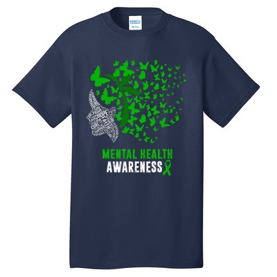 Mental Health Awareness Butterflies Green Ribbon Girl Tall T-Shirt