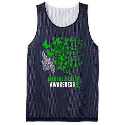 Mental Health Awareness Butterflies Green Ribbon Girl Mesh Reversible Basketball Jersey Tank