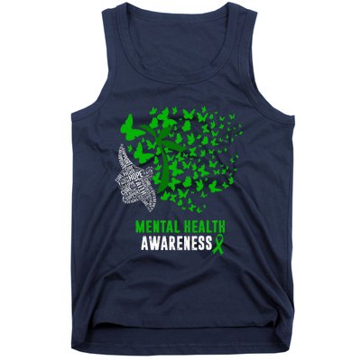 Mental Health Awareness Butterflies Green Ribbon Girl Tank Top