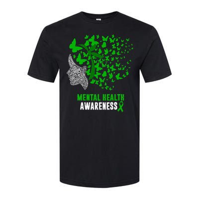 Mental Health Awareness Butterflies Green Ribbon Girl Softstyle CVC T-Shirt