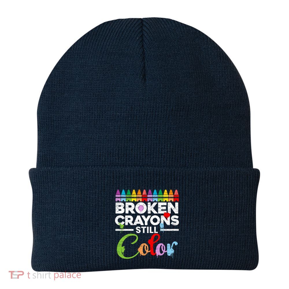 Mental Health Awareness Broken Crayons Still Color Knit Cap Winter Beanie