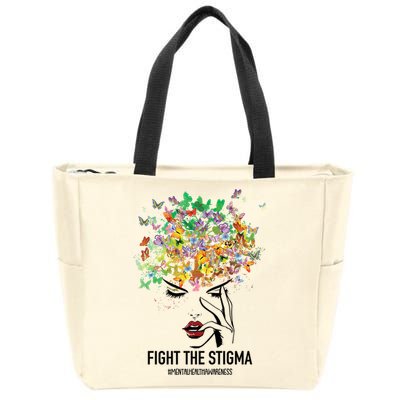Mental Health Awareness Month Fight The Stigma Positive Gift Zip Tote Bag