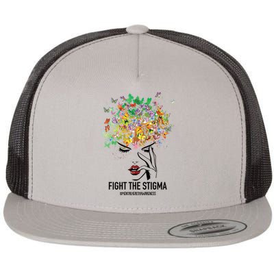 Mental Health Awareness Month Fight The Stigma Positive Gift Flat Bill Trucker Hat