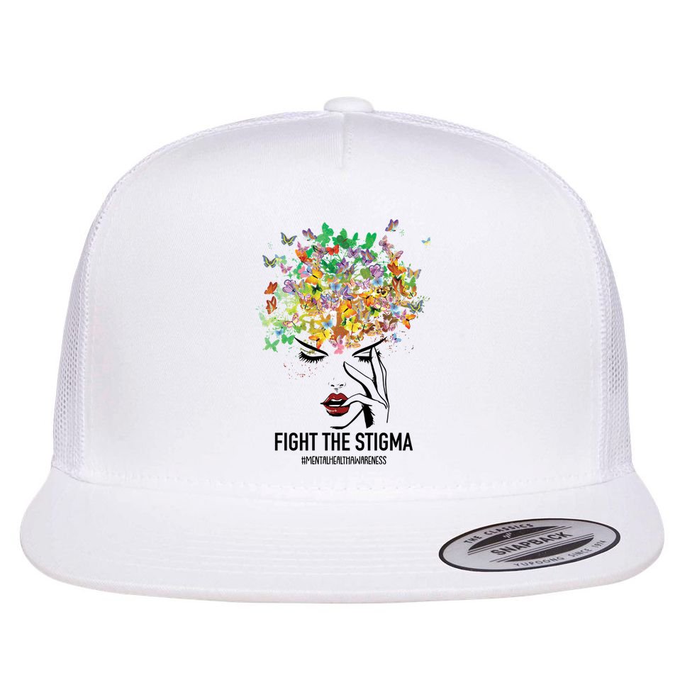 Mental Health Awareness Month Fight The Stigma Positive Gift Flat Bill Trucker Hat
