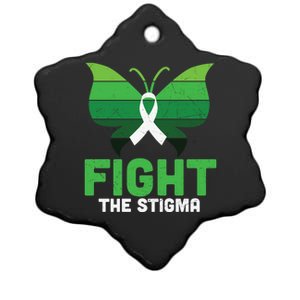 Mental Health Awareness Fight The Stigma Butterfly Gift Ceramic Star Ornament