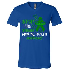 Mental Health Awareness Fight The Stigma Motivational Quote Great Gift V-Neck T-Shirt