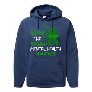 Mental Health Awareness Fight The Stigma Motivational Quote Great Gift Performance Fleece Hoodie